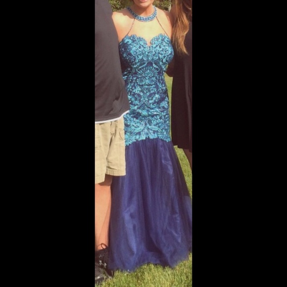 Navy and light blue formal dress - Picture 1 of 4